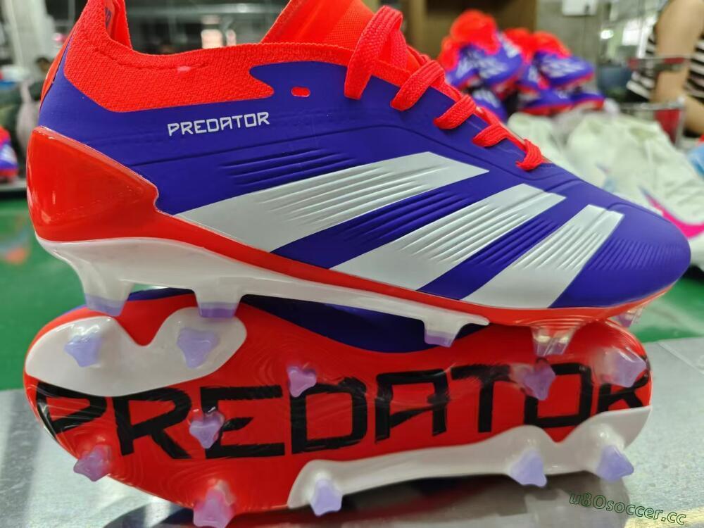 Men's Adidas Predator Elite FG Firm Ground Low-Tops Football Boots - Blue/White/Red