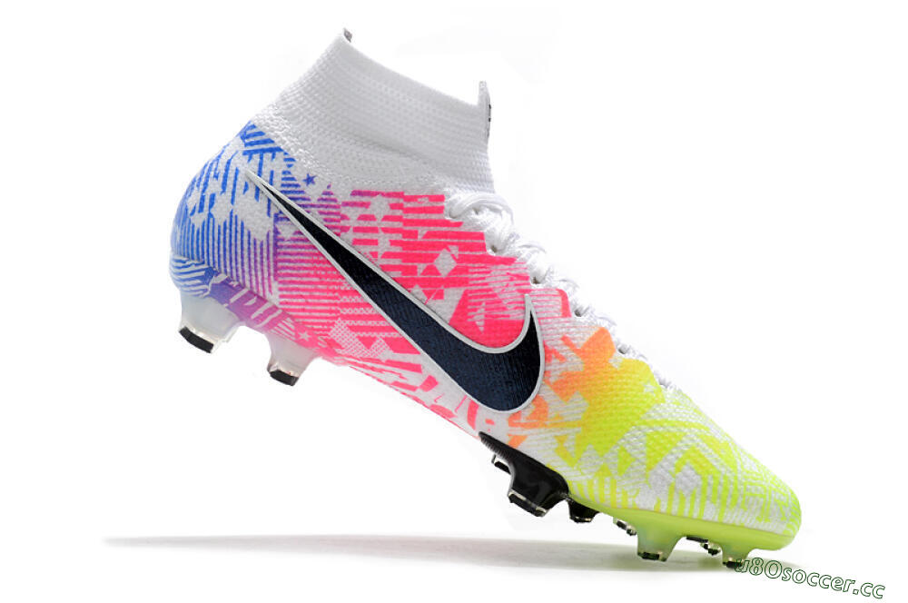 Men's Nike Mercurial Superfly 7 Elite FG Firm Ground High-Tops Football Boots - Yellow/Pink/Blue 7