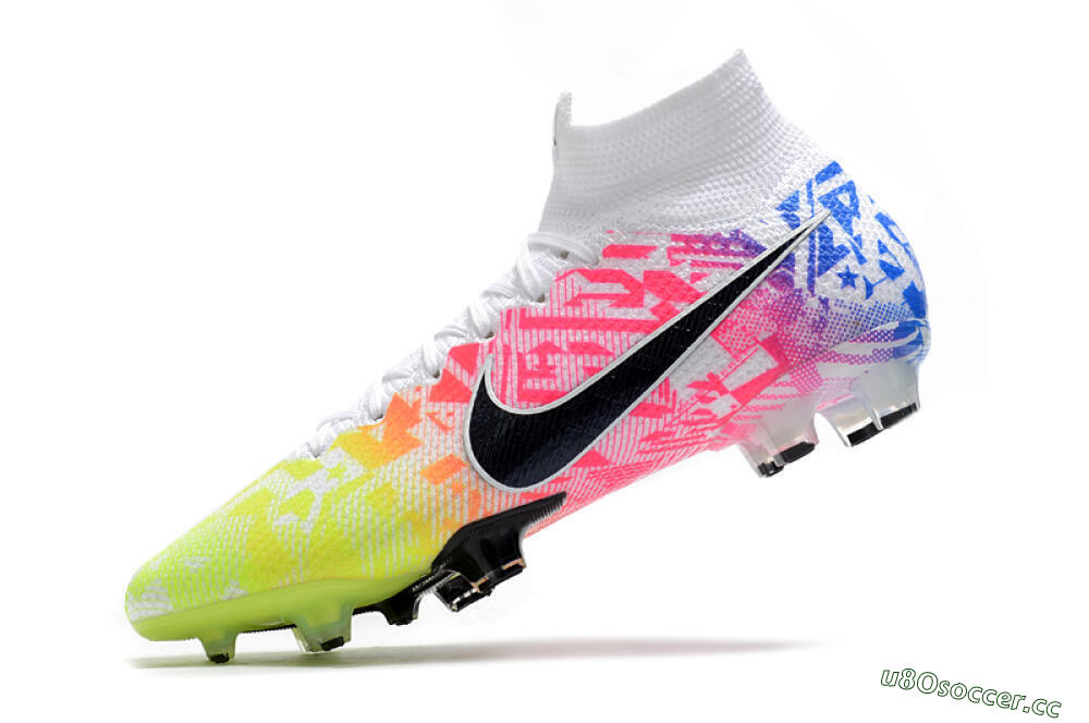 Men's Nike Mercurial Superfly 7 Elite FG Firm Ground High-Tops Football Boots - Yellow/Pink/Blue 8