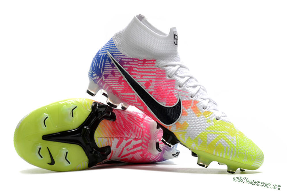 Men's Nike Mercurial Superfly 7 Elite FG Firm Ground High-Tops Football Boots - Yellow/Pink/Blue 4