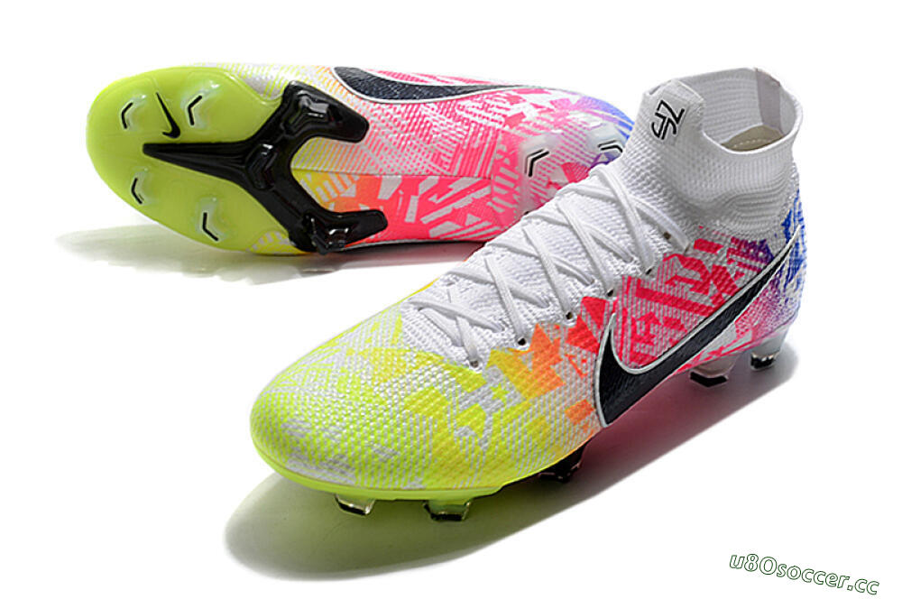 Men's Nike Mercurial Superfly 7 Elite FG Firm Ground High-Tops Football Boots - Yellow/Pink/Blue 3
