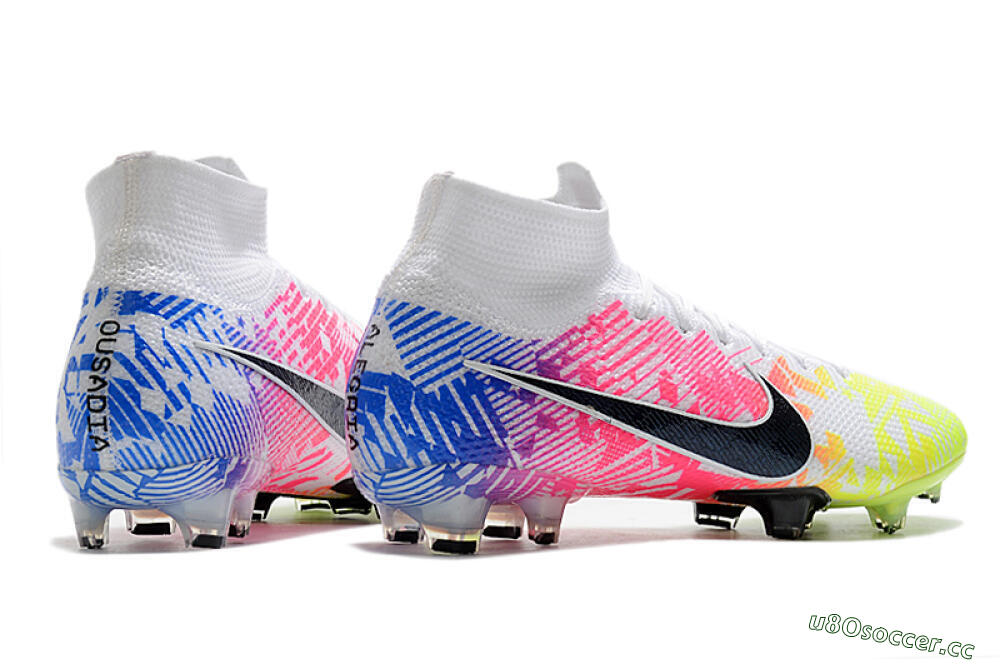 Men's Nike Mercurial Superfly 7 Elite FG Firm Ground High-Tops Football Boots - Yellow/Pink/Blue 9
