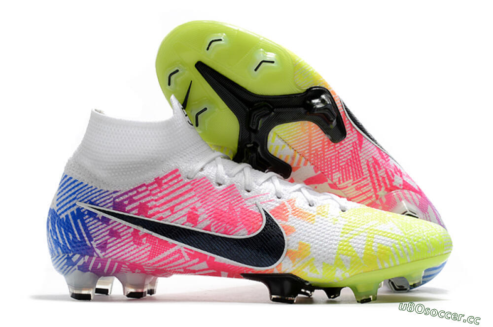 Men's Nike Mercurial Superfly 7 Elite FG Firm Ground High-Tops Football Boots - Yellow/Pink/Blue 2