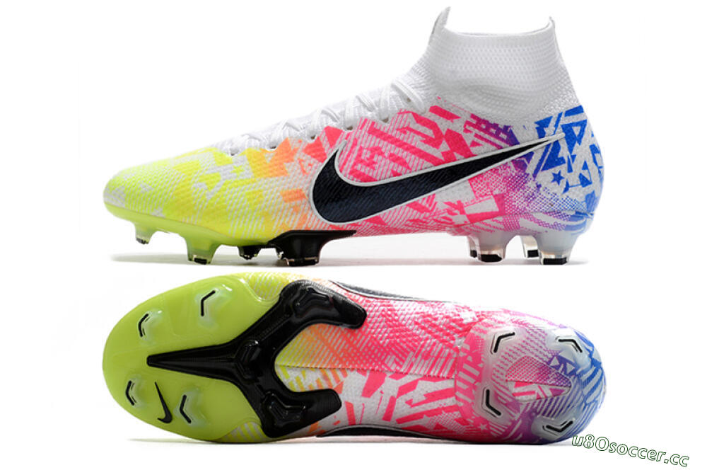 Men's Nike Mercurial Superfly 7 Elite FG Firm Ground High-Tops Football Boots - Yellow/Pink/Blue 1