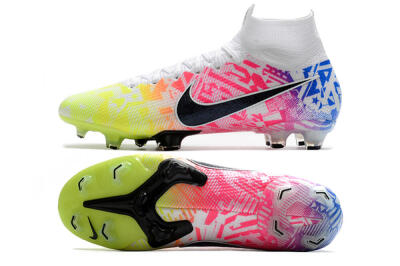 Men's Nike Mercurial Superfly 7 Elite FG Firm Ground High-Tops Football Boots - Yellow/Pink/Blue