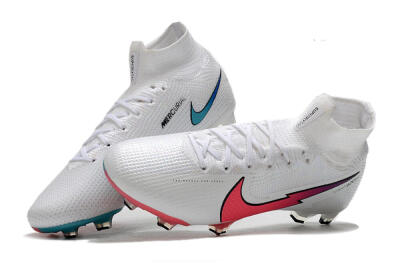 Men's Nike Mercurial Superfly 7 Elite FG Firm Ground High-Tops Football Boots - White/Red/Blue