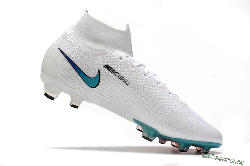 Men's Nike Mercurial Superfly 7 Elite FG Firm Ground High-Tops Football Boots - White/Red/Blue 7