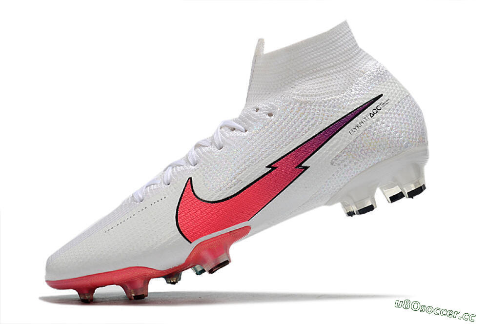 Men's Nike Mercurial Superfly 7 Elite FG Firm Ground High-Tops Football Boots - White/Red/Blue 8