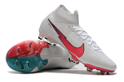 Men's Nike Mercurial Superfly 7 Elite FG Firm Ground High-Tops Football Boots - White/Red/Blue