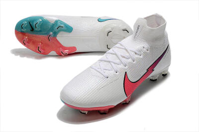 Men's Nike Mercurial Superfly 7 Elite FG Firm Ground High-Tops Football Boots - White/Red/Blue