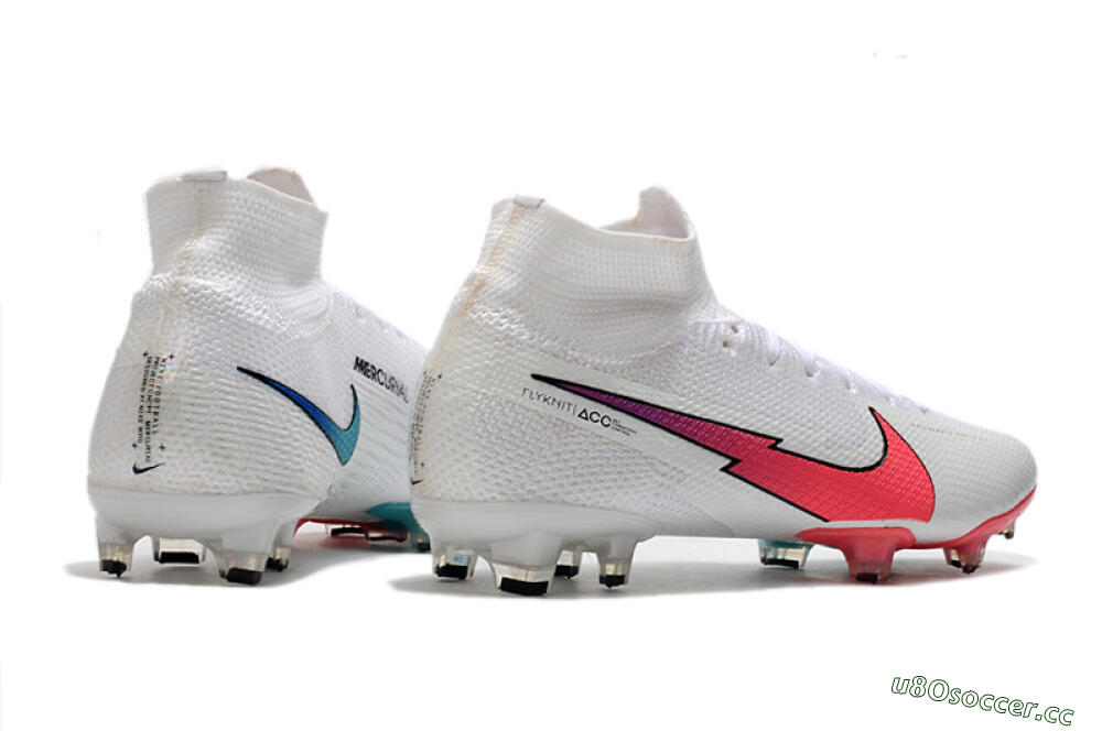 Men's Nike Mercurial Superfly 7 Elite FG Firm Ground High-Tops Football Boots - White/Red/Blue 9