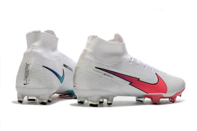 Men's Nike Mercurial Superfly 7 Elite FG Firm Ground High-Tops Football Boots - White/Red/Blue