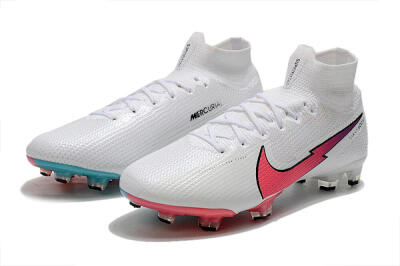 Men's Nike Mercurial Superfly 7 Elite FG Firm Ground High-Tops Football Boots - White/Red/Blue