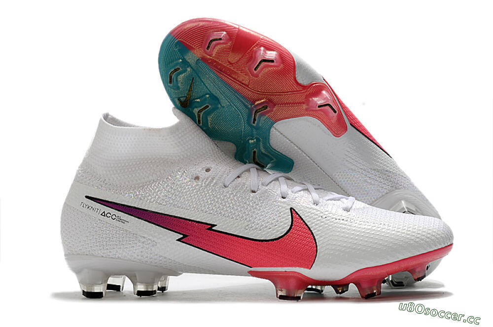 Men's Nike Mercurial Superfly 7 Elite FG Firm Ground High-Tops Football Boots - White/Red/Blue 2