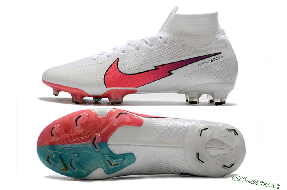 Men's Nike Mercurial Superfly 7 Elite FG Firm Ground High-Tops Football Boots - White/Red/Blue 1