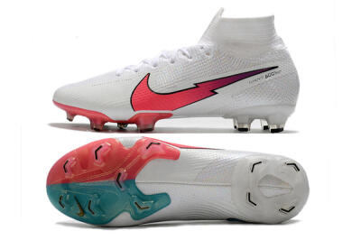 Men's Nike Mercurial Superfly 7 Elite FG Firm Ground High-Tops Football Boots - White/Red/Blue