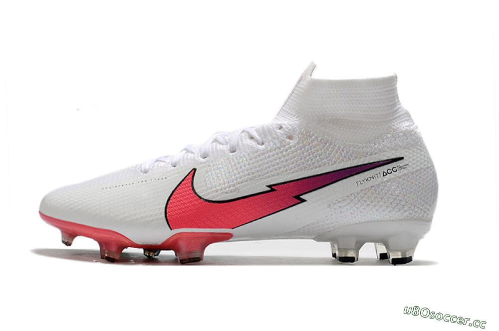 Men's Nike Mercurial Superfly 7 Elite FG Firm Ground High-Tops Football Boots - White/Red/Blue 0