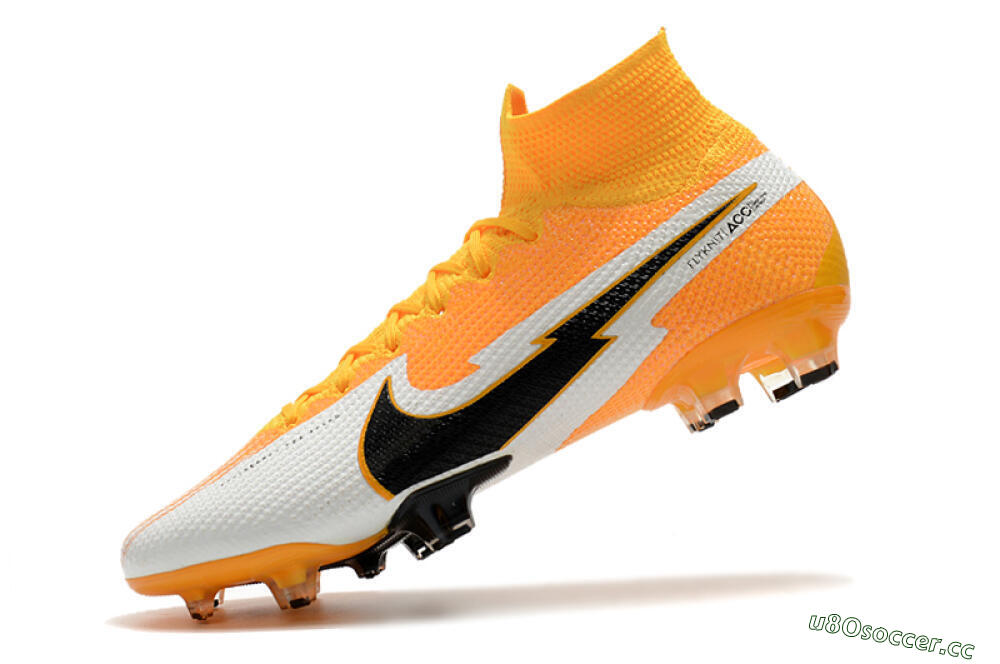 Men's Nike Mercurial Superfly 7 Elite FG Firm Ground High-Tops Football Boots - Orange/White/Black 8