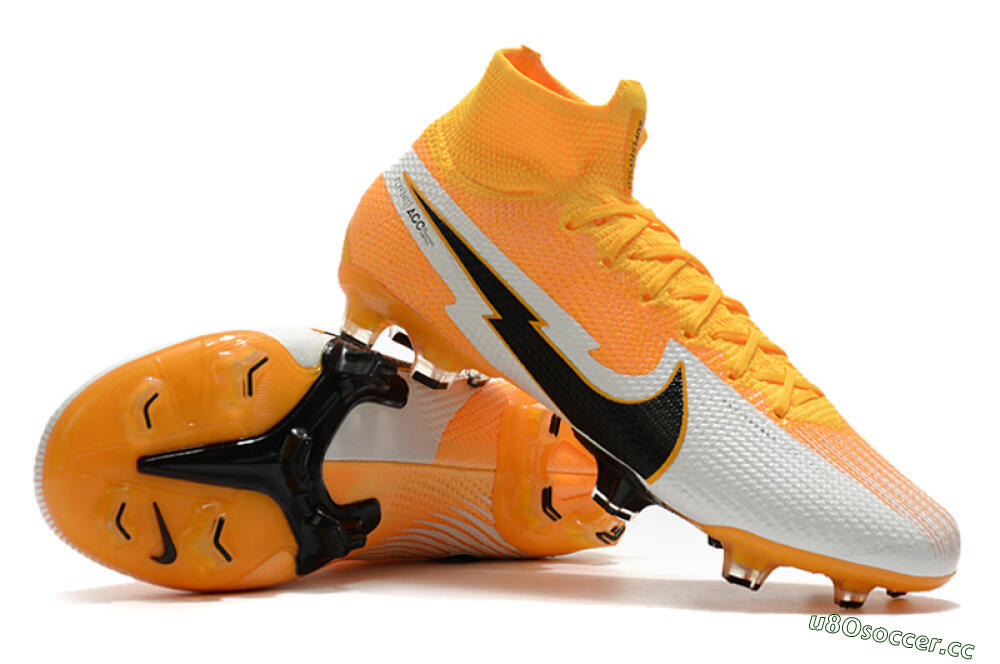 Men's Nike Mercurial Superfly 7 Elite FG Firm Ground High-Tops Football Boots - Orange/White/Black 4