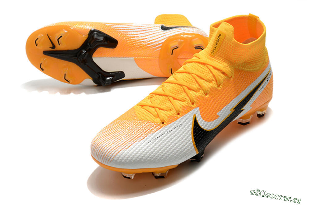 Men's Nike Mercurial Superfly 7 Elite FG Firm Ground High-Tops Football Boots - Orange/White/Black 3