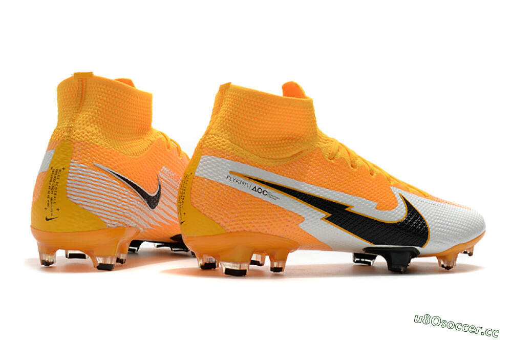 Men's Nike Mercurial Superfly 7 Elite FG Firm Ground High-Tops Football Boots - Orange/White/Black 9