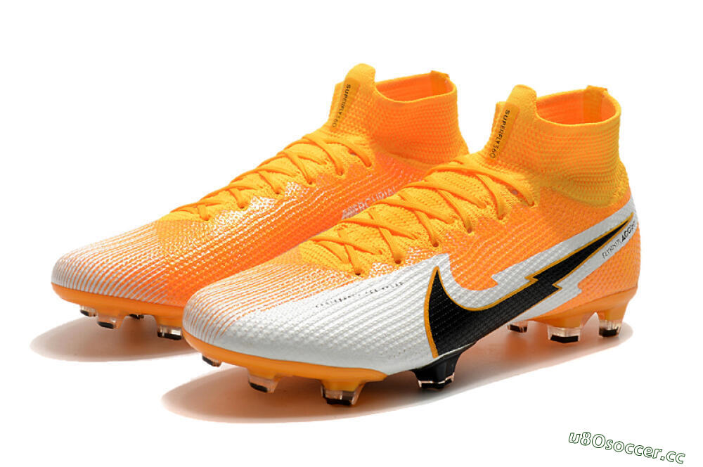 Men's Nike Mercurial Superfly 7 Elite FG Firm Ground High-Tops Football Boots - Orange/White/Black 5