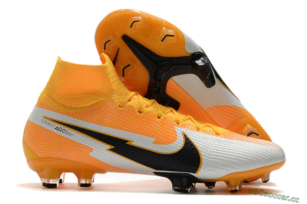 Men's Nike Mercurial Superfly 7 Elite FG Firm Ground High-Tops Football Boots - Orange/White/Black 2