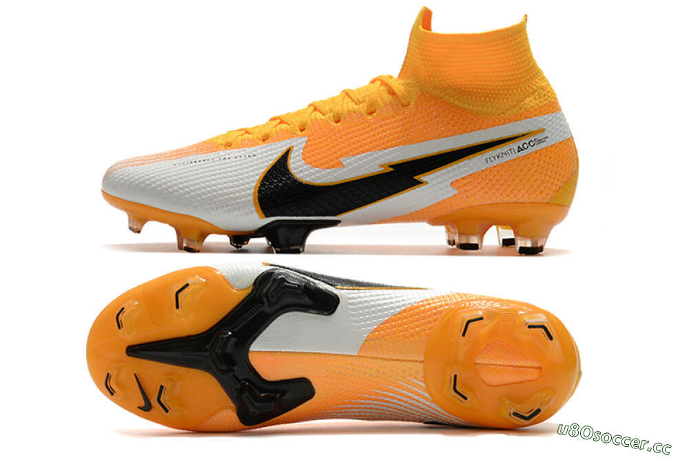 Men's Nike Mercurial Superfly 7 Elite FG Firm Ground High-Tops Football Boots - Orange/White/Black 1