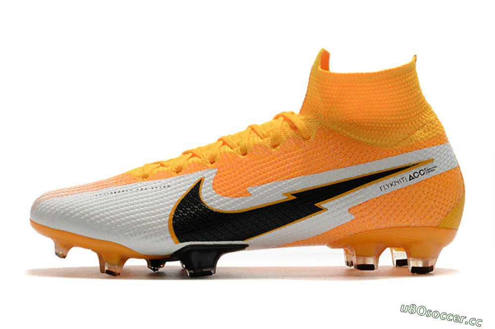 Men's Nike Mercurial Superfly 7 Elite FG Firm Ground High-Tops Football Boots - Orange/White/Black 0