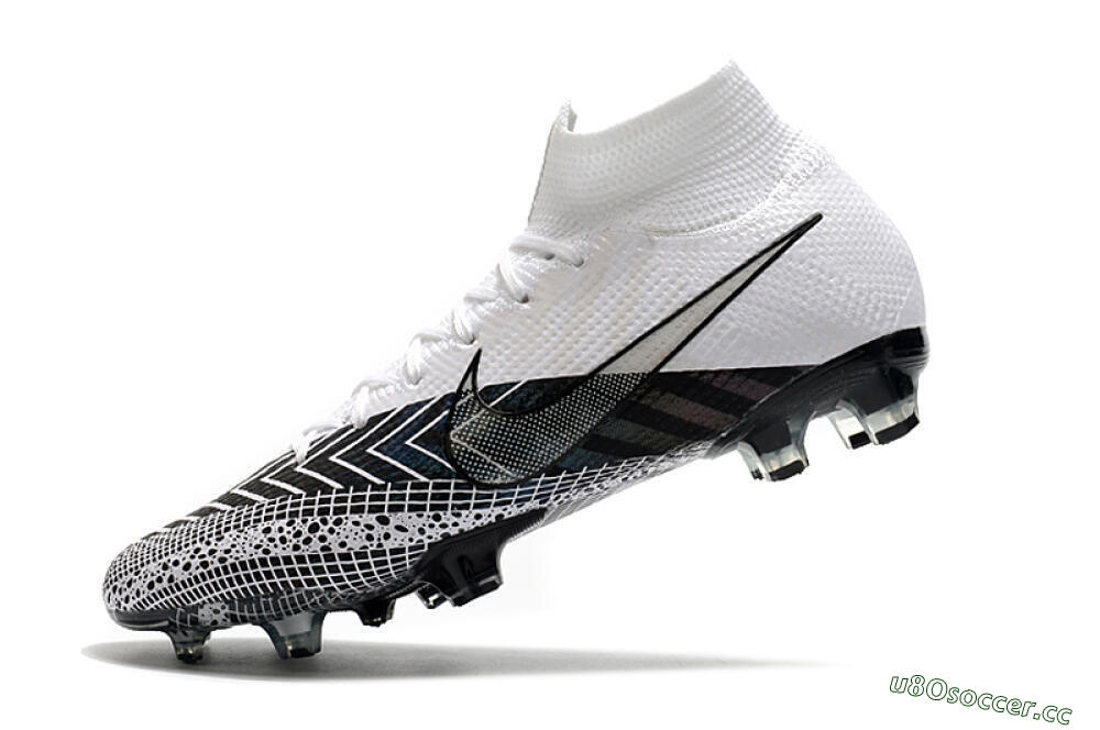 Men's Nike Mercurial Superfly 7 Elite FG Firm Ground High-Tops Football Boots - Black/White/Blue 8