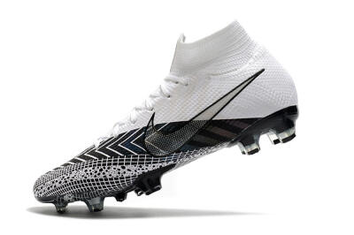 Men's Nike Mercurial Superfly 7 Elite FG Firm Ground High-Tops Football Boots - Black/White/Blue