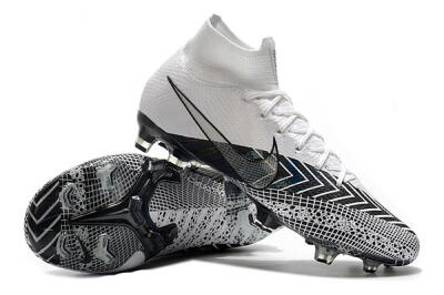 Men's Nike Mercurial Superfly 7 Elite FG Firm Ground High-Tops Football Boots - Black/White/Blue