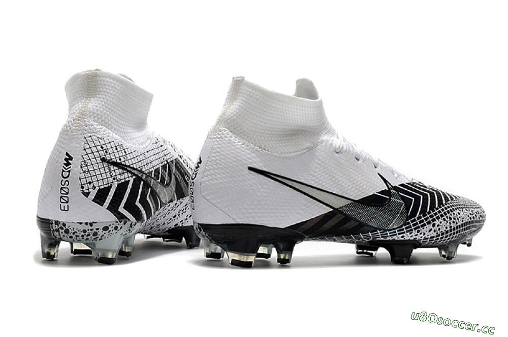 Men's Nike Mercurial Superfly 7 Elite FG Firm Ground High-Tops Football Boots - Black/White/Blue 9