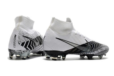 Men's Nike Mercurial Superfly 7 Elite FG Firm Ground High-Tops Football Boots - Black/White/Blue