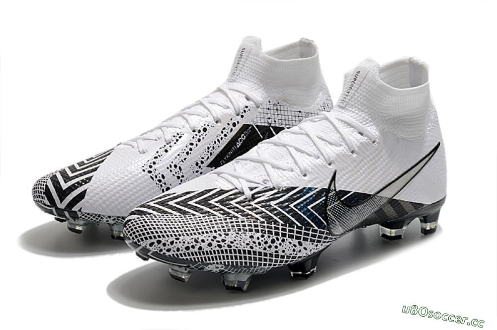 Men's Nike Mercurial Superfly 7 Elite FG Firm Ground High-Tops Football Boots - Black/White/Blue 5