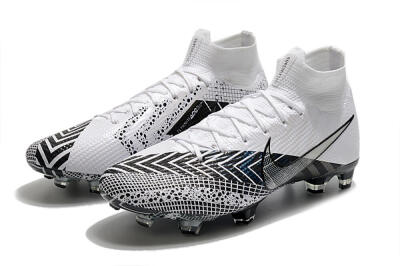 Men's Nike Mercurial Superfly 7 Elite FG Firm Ground High-Tops Football Boots - Black/White/Blue