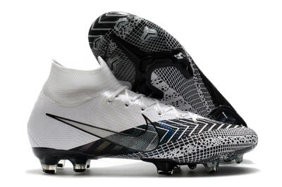 Men's Nike Mercurial Superfly 7 Elite FG Firm Ground High-Tops Football Boots - Black/White/Blue