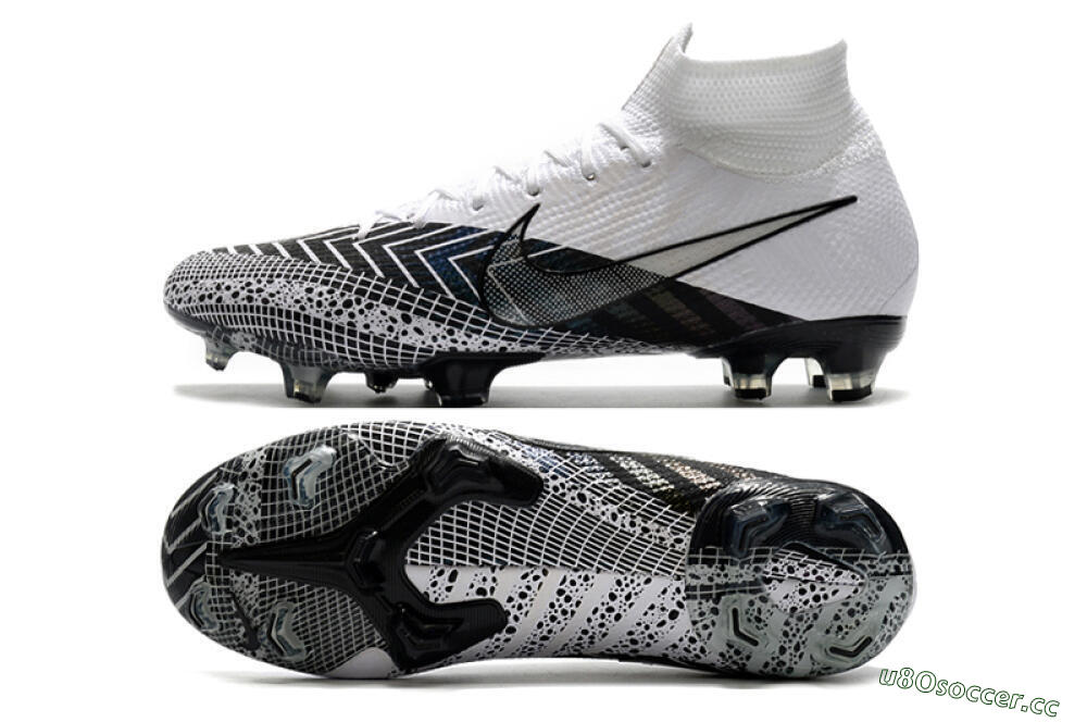 Men's Nike Mercurial Superfly 7 Elite FG Firm Ground High-Tops Football Boots - Black/White/Blue 1