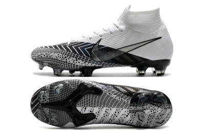 Men's Nike Mercurial Superfly 7 Elite FG Firm Ground High-Tops Football Boots - Black/White/Blue