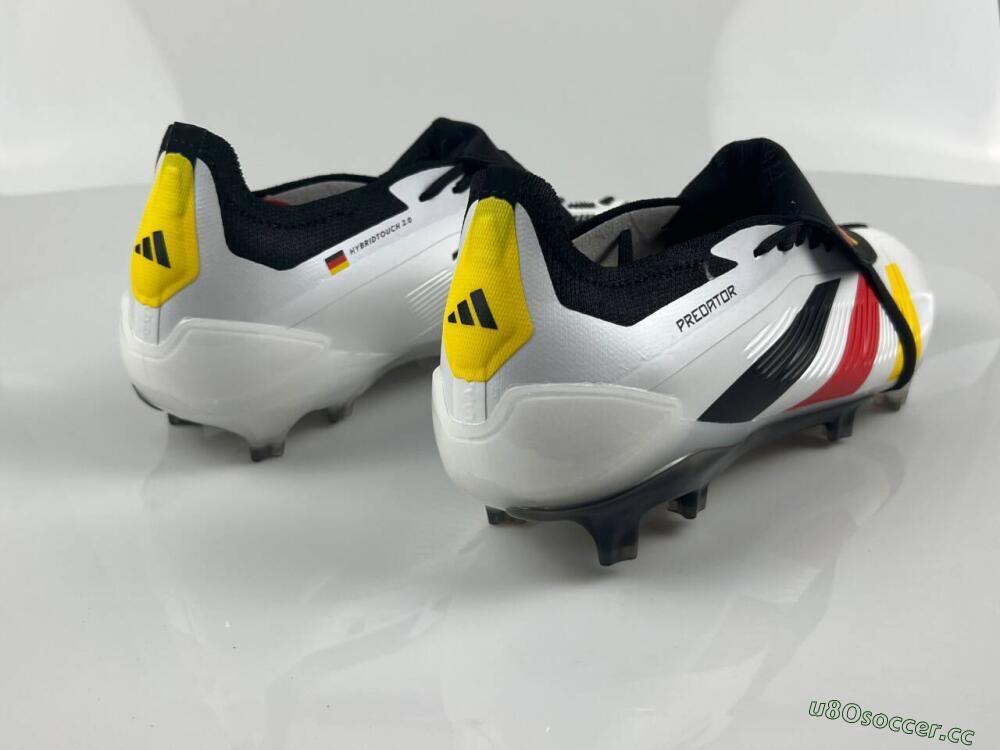 Men's Adidas Predator Elite Foldover Tongue FG Firm Ground Low-Tops Football Boots - White/Black/Red/Yellow