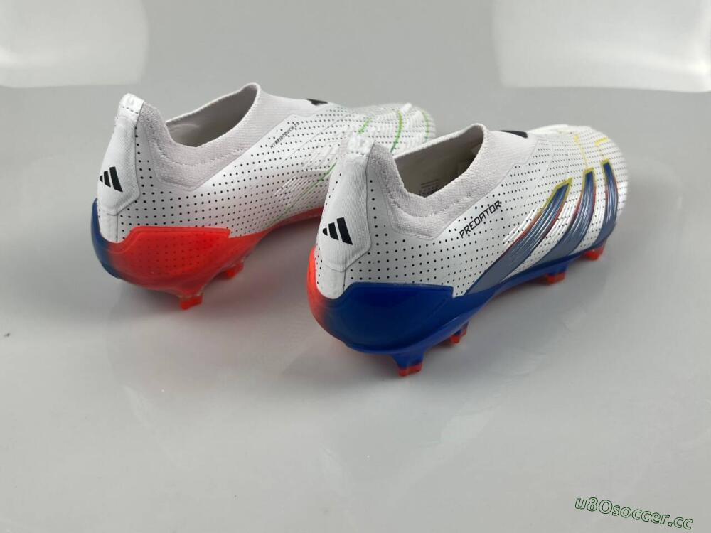 Men's Adidas Predator Accuracy+ Laceless 24 Euphoria FG Firm Ground Low-Tops Football Boots - White/Silver/Blue