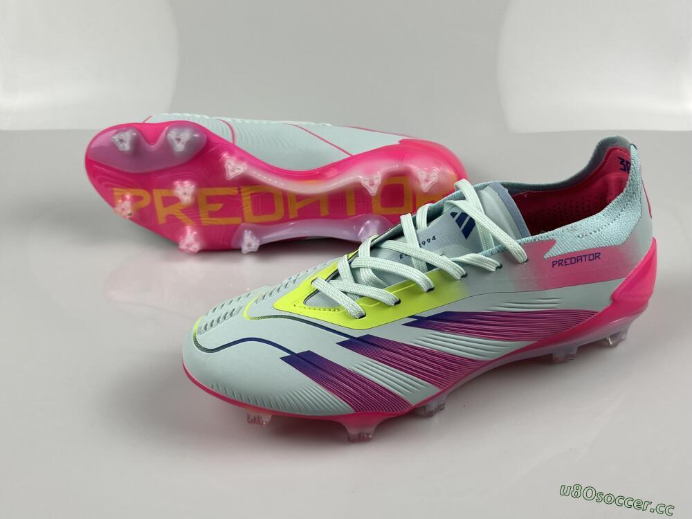 Men's Adidas Predator Elite 24 FG Firm Ground Low-Tops Football Boots - Jade/Purple/Pink