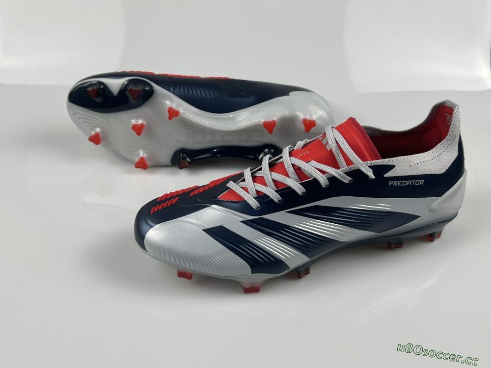 Men's Adidas Predator Accuracy Elite FG Firm Ground Low-Tops Football Boots - Silver/Blue/Red