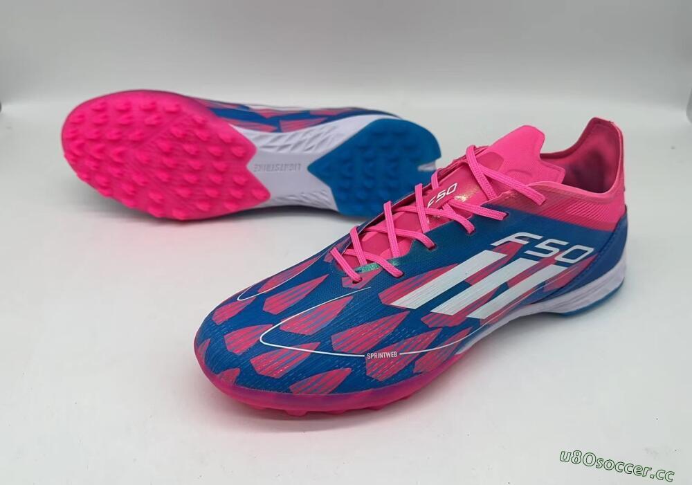 Men's Adidas F50 Elite TF Artificial Turf Low-Tops Football Shoes - Blue/Pink/White