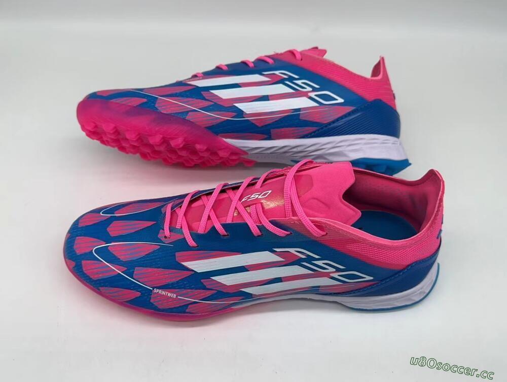 Men's Adidas F50 Elite TF Artificial Turf Low-Tops Football Shoes - Blue/Pink/White