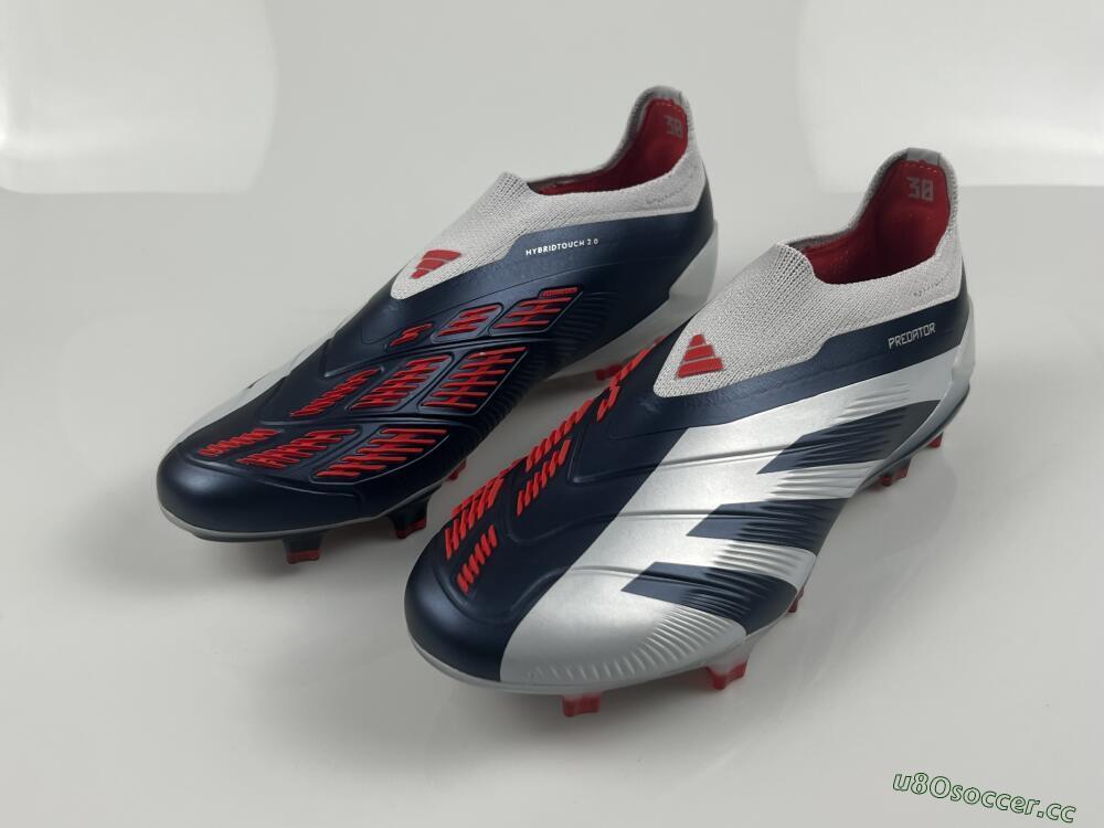 Men's Adidas Predator Accuracy+ Laceless FG Firm Ground Low-Tops Football Boots - Silver/Blue/Red