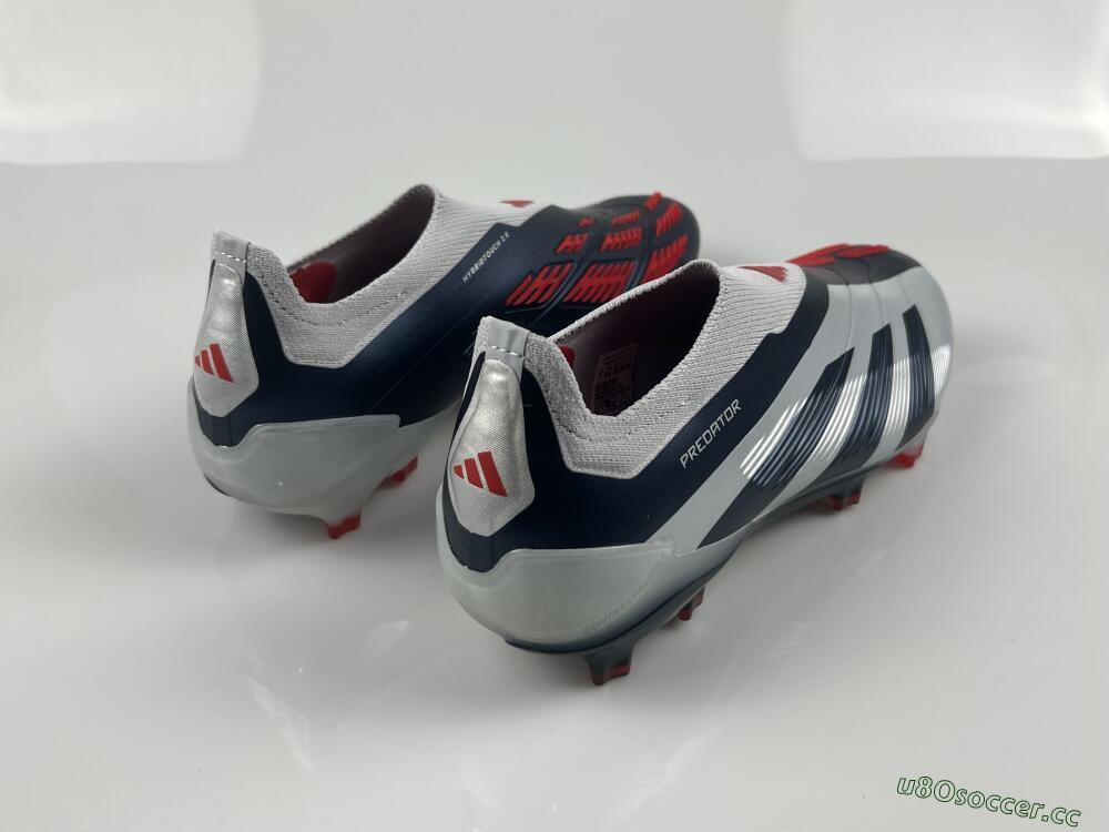 Men's Adidas Predator Accuracy+ Laceless FG Firm Ground Low-Tops Football Boots - Silver/Blue/Red