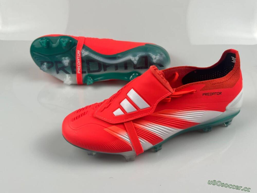 Men's Adidas Predator Elite Foldover Tongue FG Firm Ground Low-Tops Football Boots - Red/White/Green