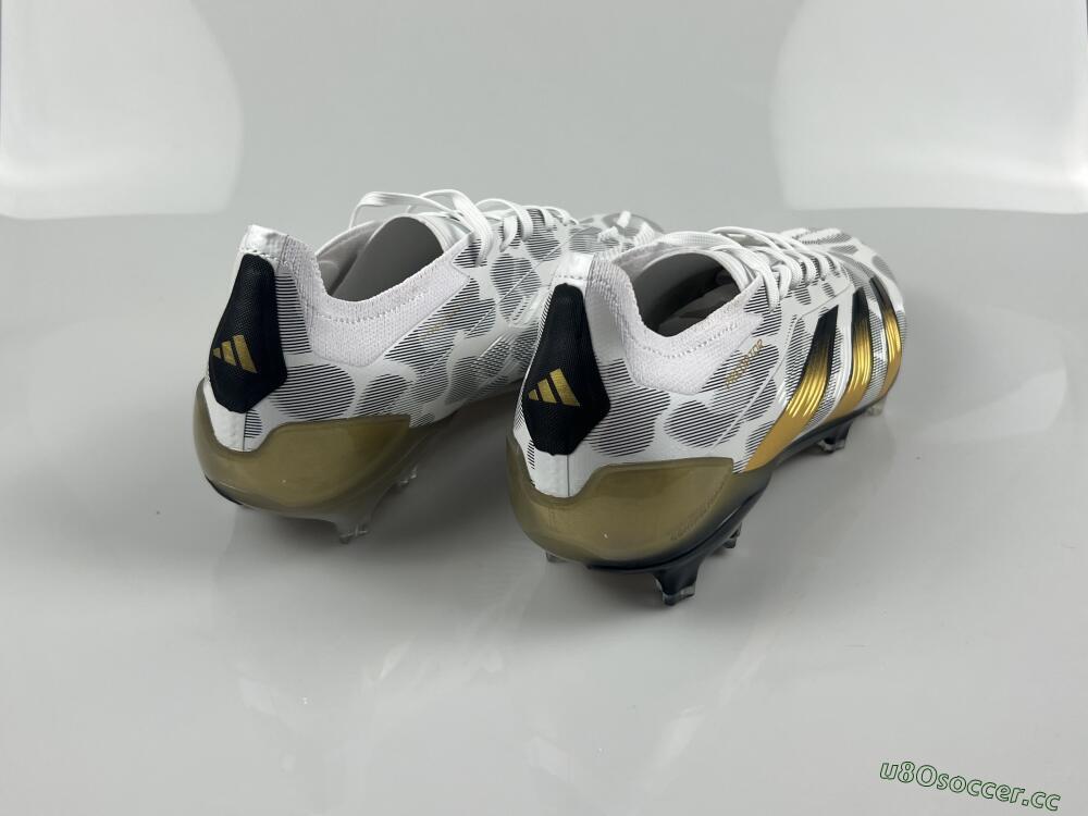 Men's Adidas Predator Elite FG Firm Ground Low-Tops Football Boots - White/Grey/Gold