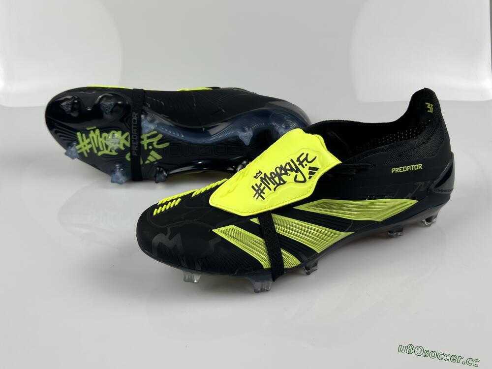 Unisex Adidas Predator Elite Foldover Tongue FG Firm Ground Low-Tops Football Boots - Black/Yellow/Blue